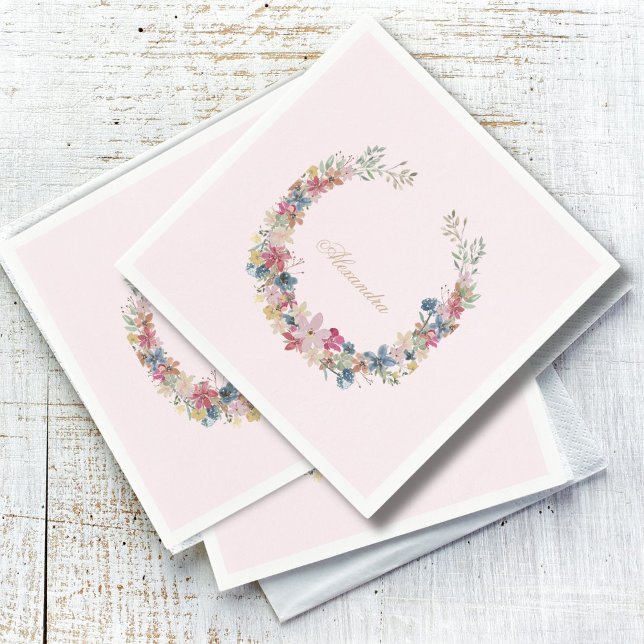 Serviette En Papier Bébé juif Joli Fleurs de champ Couleur or (Créateur téléchargé)