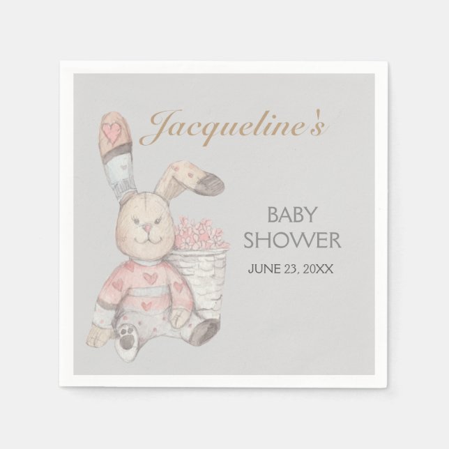 Serviette En Papier Bébé lapin Aquarelle de lapin Sexe Neutre (Devant)