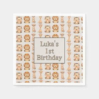 Serviette En Papier Bébé mignon Animaux Safari