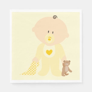 Serviette En Papier Bébé mignon avec ours en peluche et couverture