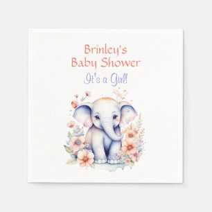 Serviette En Papier Bébé mignon Baby shower de fille d'éléphant