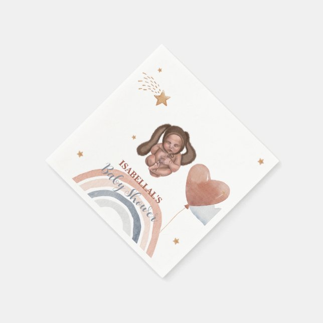 Serviette En Papier Bébé mignon baby shower enfants afro-américains (Coin)