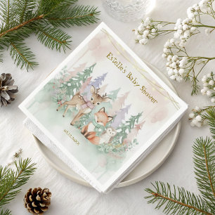 Serviette En Papier Bébé Mignon Il Fait Froid Dehors Bois En Hiver