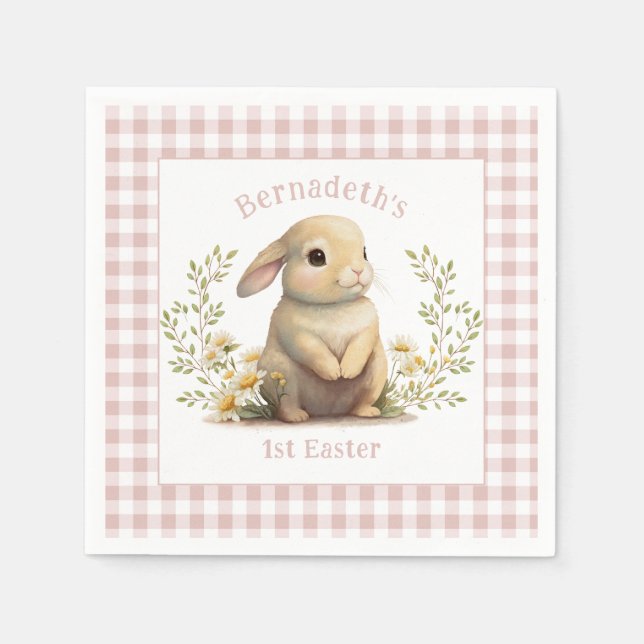 Serviette En Papier Bébé mignon lapin 1ère fête de Pâques (Devant)