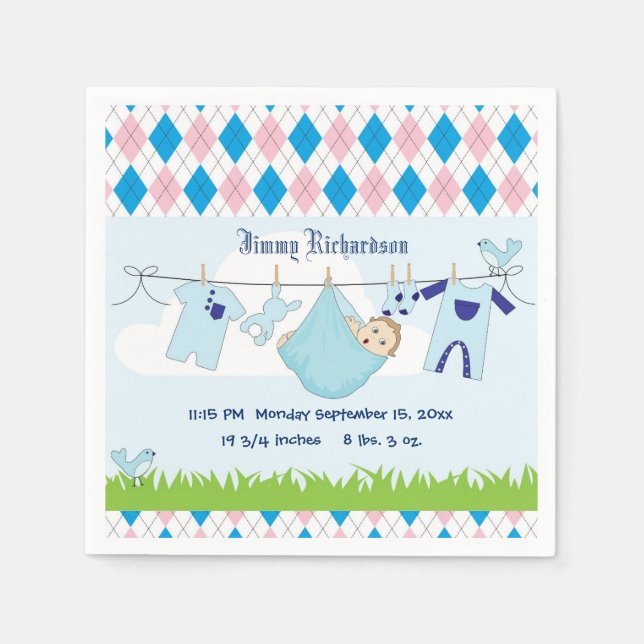 Serviette En Papier Bébé mignon ligne de vêtements pour garçon (Devant)