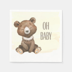Serviette En Papier Bébé mignon Ours Baby shower Jaune Splash