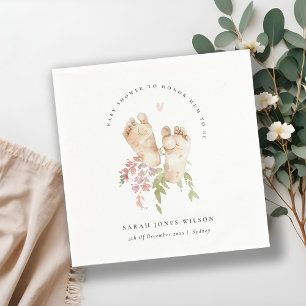 Serviette En Papier Bébé mignon Pieds Blush Rose Floral Baby shower fi