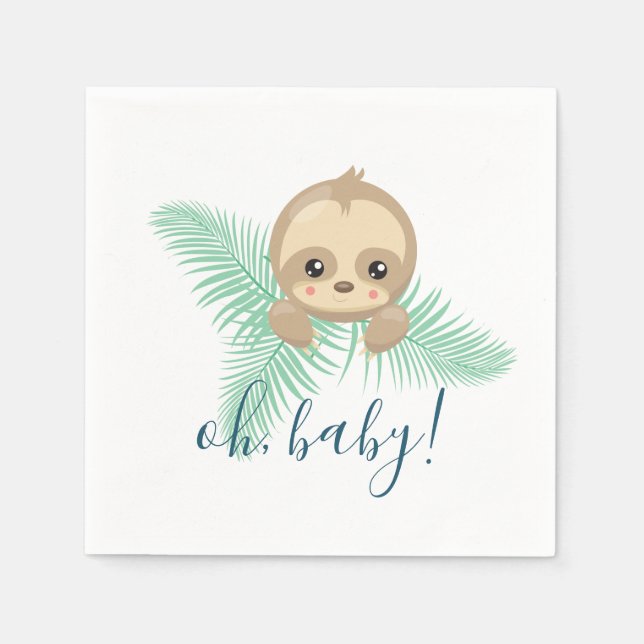 Serviette En Papier Bébé mignon Sloth Oh Baby Baby shower papier servi (Devant)