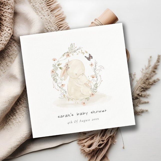 Serviette En Papier Bébé mou Mum Lapin Floral Baby shower de couronne (Créateur téléchargé)