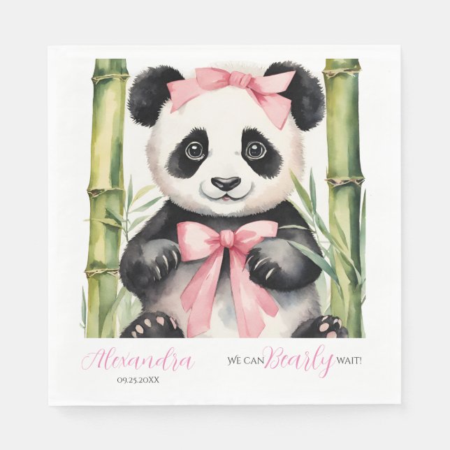 Serviette En Papier Bébé Panda Ours Bearly Wait Girls Baby shower (Devant)