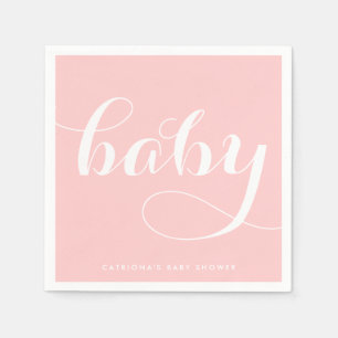 Serviette En Papier Bébé   Papier Baby shower Pink Script