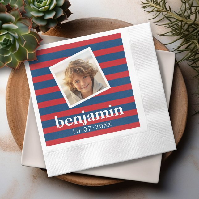 Serviette En Papier Bébé photo et anniversaire mignon garçon Motif ray (Custom Party Napkins)