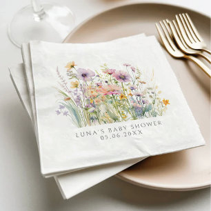 Serviette En Papier Bébé pourpre dans le Baby shower Fleur sauvage fle