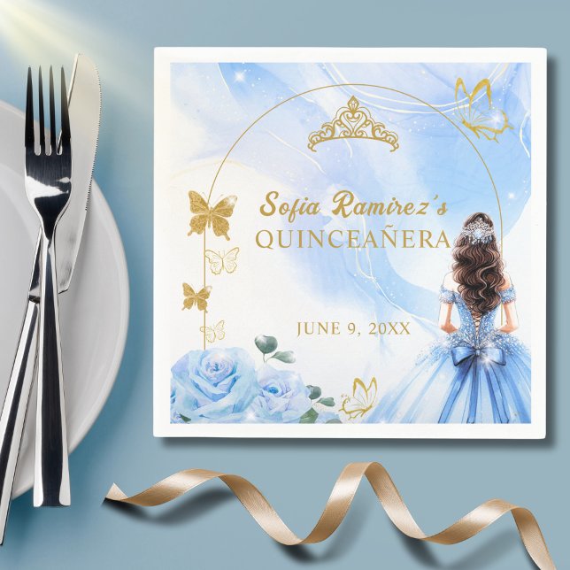 Serviette En Papier Bébé Robe Bleue Princesse Quinceañera (Créateur téléchargé)