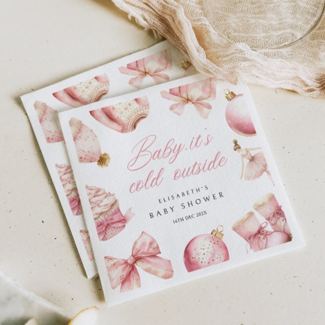 Serviette En Papier Bébé rose C'est froid dehors Baby shower Invitatio (Créateur téléchargé)