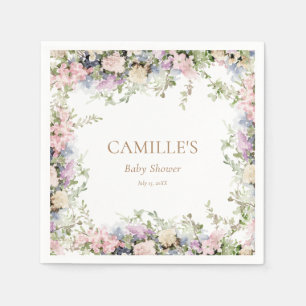 Serviette En Papier Bébé rose en fleur Baby shower tag Merci