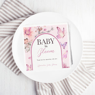 Serviette En Papier Bébé rose papillon en fleur Baby shower fille