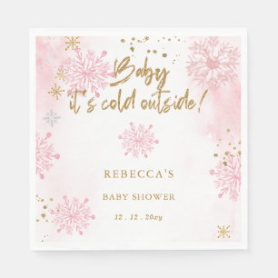 Serviette En Papier Bébé rose son Baby shower d'hiver froid à l'extéri