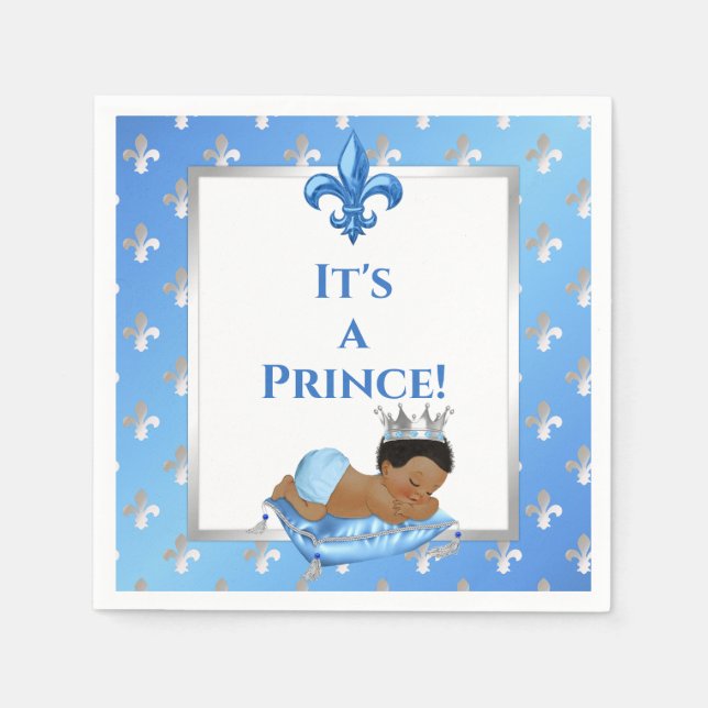 Serviette En Papier Bébé royal bleu et argent Coussin (Devant)