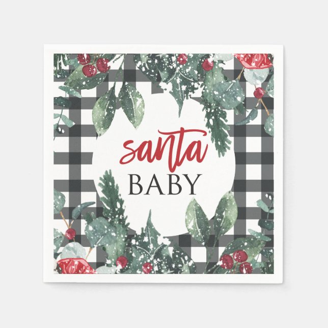 Serviette En Papier Bébé Santa Fête de Bébé de Noël (Devant)