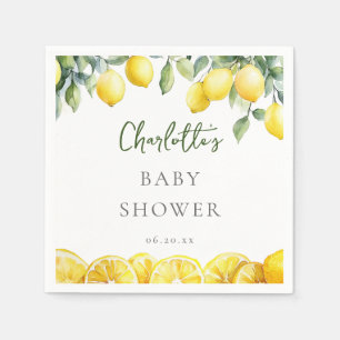 Serviette En Papier Bébé Shower au Citron Aquarelle