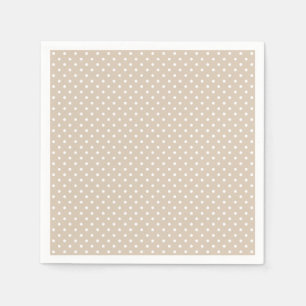 Serviette En Papier Bébé Shower beige et blanc à pois