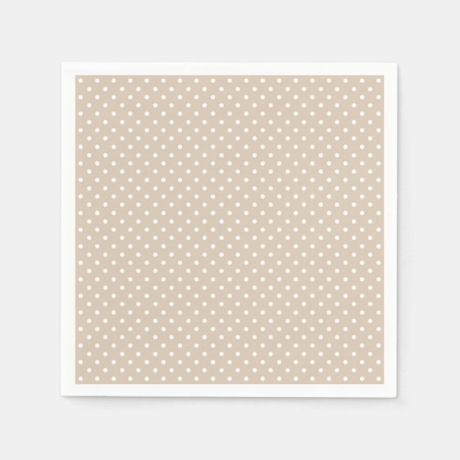 Serviette En Papier Bébé Shower beige et blanc à pois (Devant)