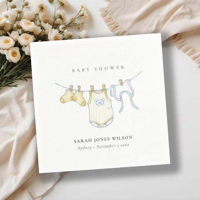 Serviette En Papier Bébé simple et jaune Baby shower de linge (Créateur téléchargé)