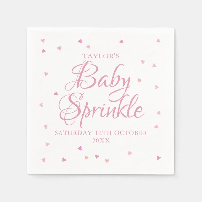 Serviette En Papier Bébé sprinkle coeurs roses (Devant)