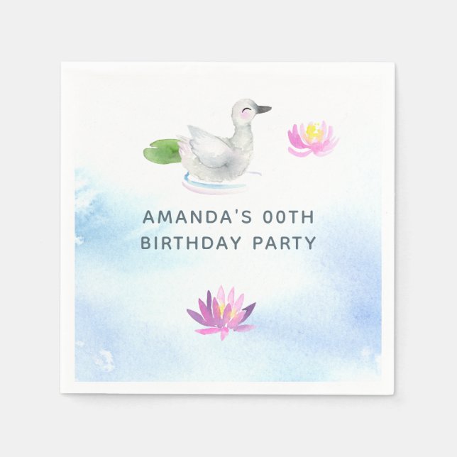 Serviette En Papier Bébé Swan aquarelle pour enfants fête d'anniversai (Devant)