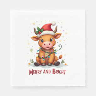 Serviette En Papier Bébé vache des Highlands mignonne Lumières de Noël