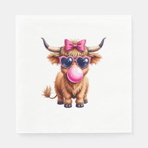 Serviette En Papier Bébé Vache Highland avec lunettes de soleil Valent