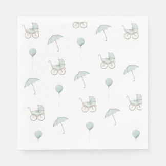 Serviette En Papier Bébé vert mignon Buggy Bébé Douche