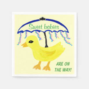 Serviette En Papier Bébés doux Baby shower Jaune Ducky Parapluie