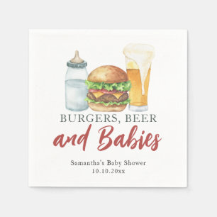Serviette En Papier Bébés, hamburgers et Baby shower de bière