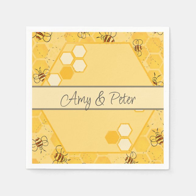 Serviette En Papier Bee Buzzing Honey Bees mignonne (Devant)
