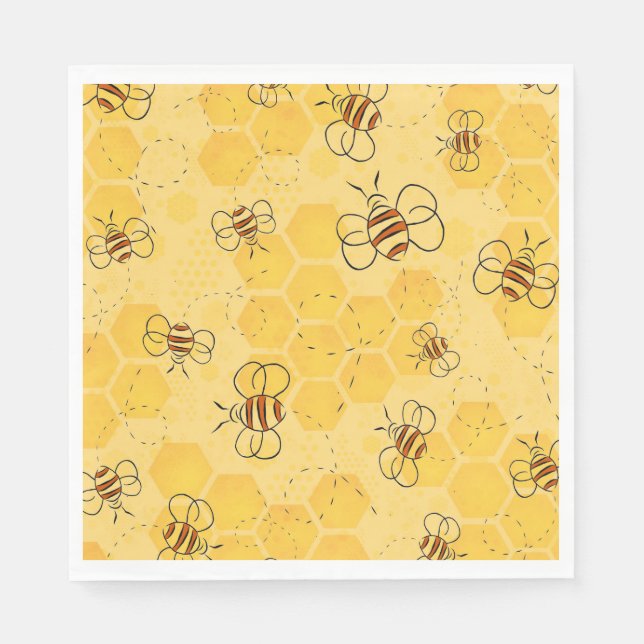 Serviette En Papier Bee Buzzing Honey Bees mignonne (Devant)