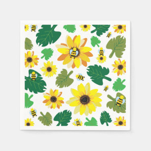 Serviette En Papier Bee de tournesol mignonne