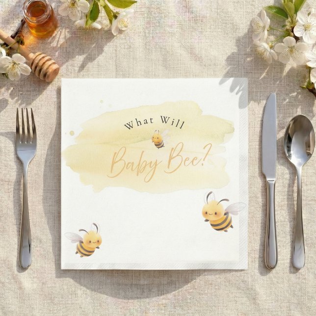 Serviette En Papier Bee Gender Reveal Napkins What Will Baby Bee (What will baby bee napkin)