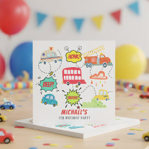 Serviette En Papier Beep de Honk vroom véhicules heureux garçon annive