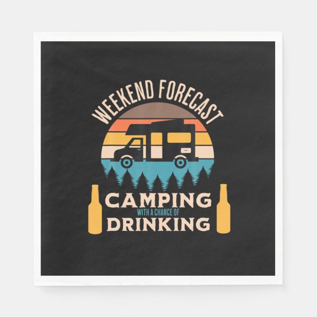 Serviette En Papier Beer Camping With Beer Birthday (Devant)