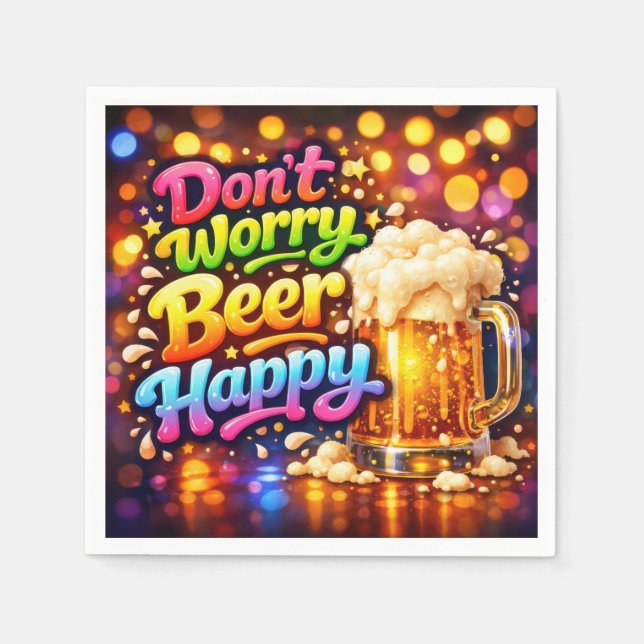 Serviette En Papier Beer Mug With Neon Rainbow Quote (Devant)
