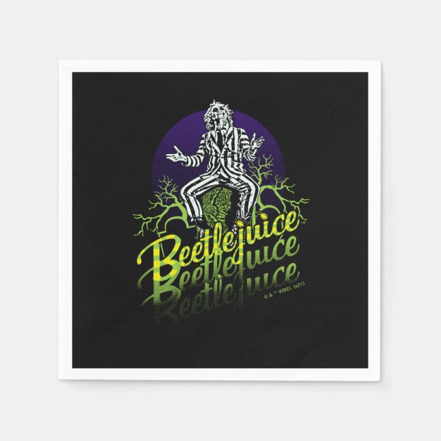 Serviette En Papier Beetlejuice | Sitting on a Tombstone (Devant)