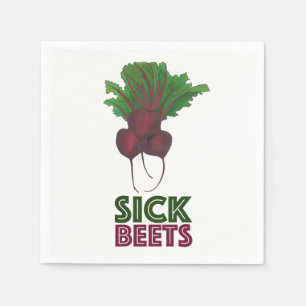 Serviette En Papier Beets Malades (Beats) Beet Rouge Végétarien Drôle