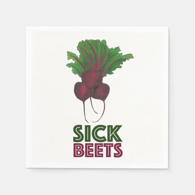 Serviette En Papier Beets Malades (Beats) Beet Rouge Végétarien Drôle  (Devant)