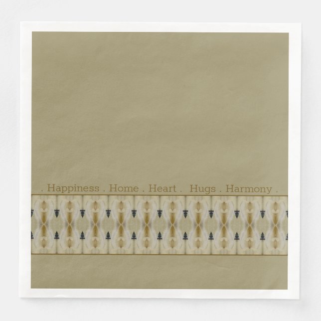 Serviette En Papier Beige Avec Accent À Motif (Devant)