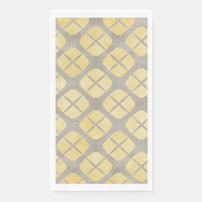 Serviette En Papier Beige Jaune, Taupe Motif Moderne Du Milieu Du Sièc (Devant)