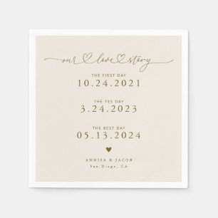Serviette En Papier Beige Our Love Story Script Hearts Mariage