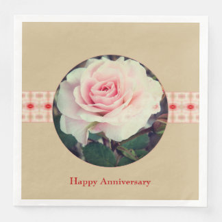 Serviette En Papier Beige Rose Et Rouge
