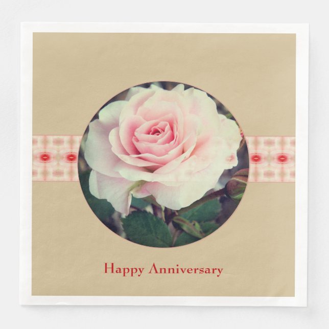 Serviette En Papier Beige Rose Et Rouge (Devant)